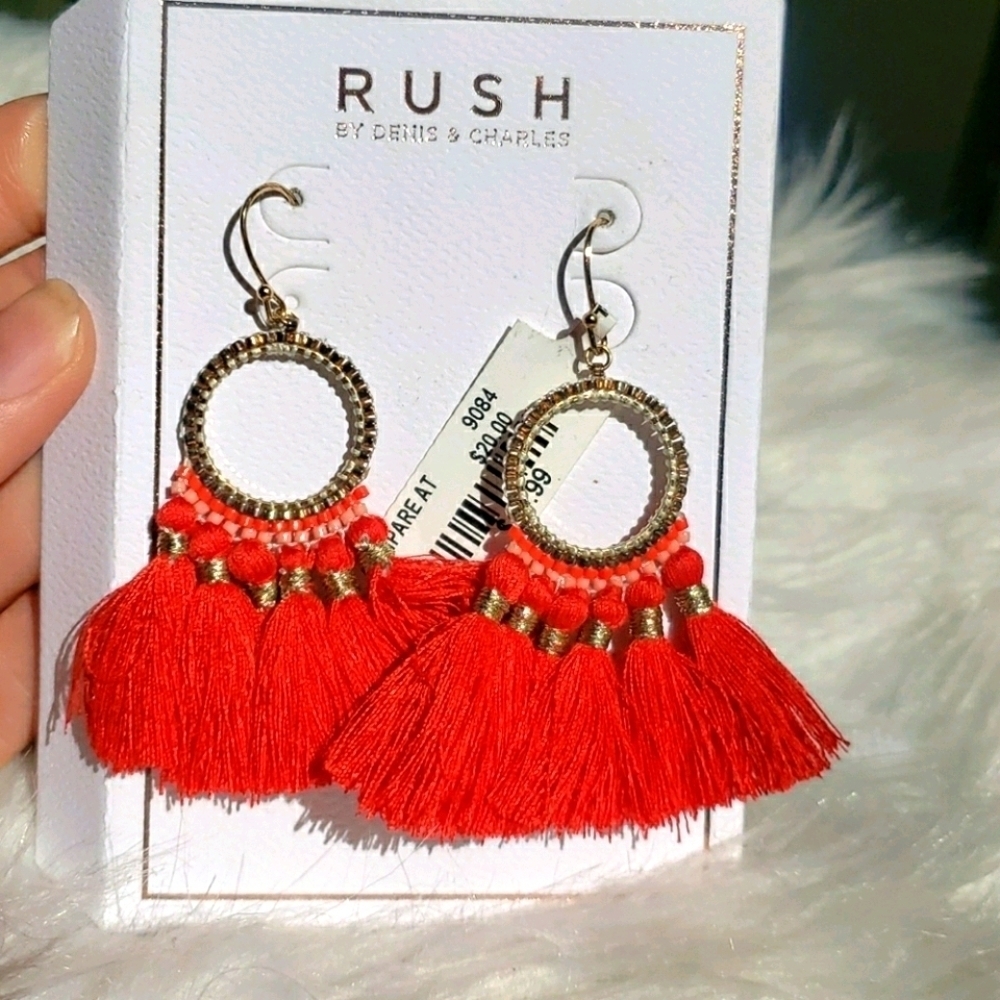RUSH by Denis & Charles Tassel red earrings
